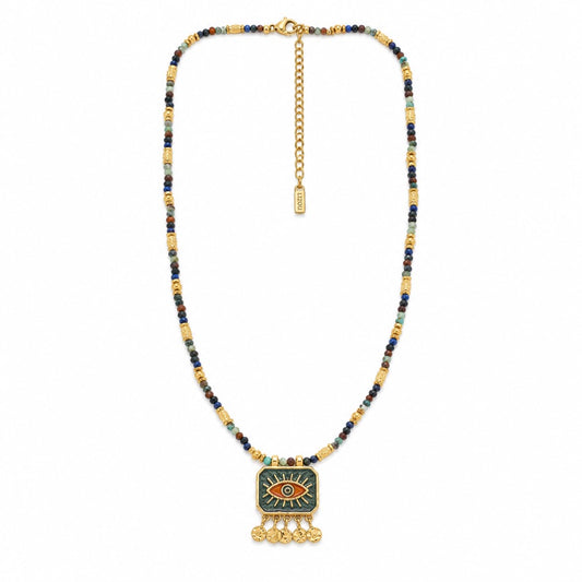 Evil Eye Stone Beaded Short Necklace - N2-2786A