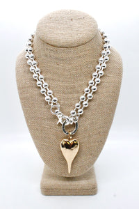 Large Gold Heart Necklace to Wear Short or Long -The Classics Collection- N2-2180g