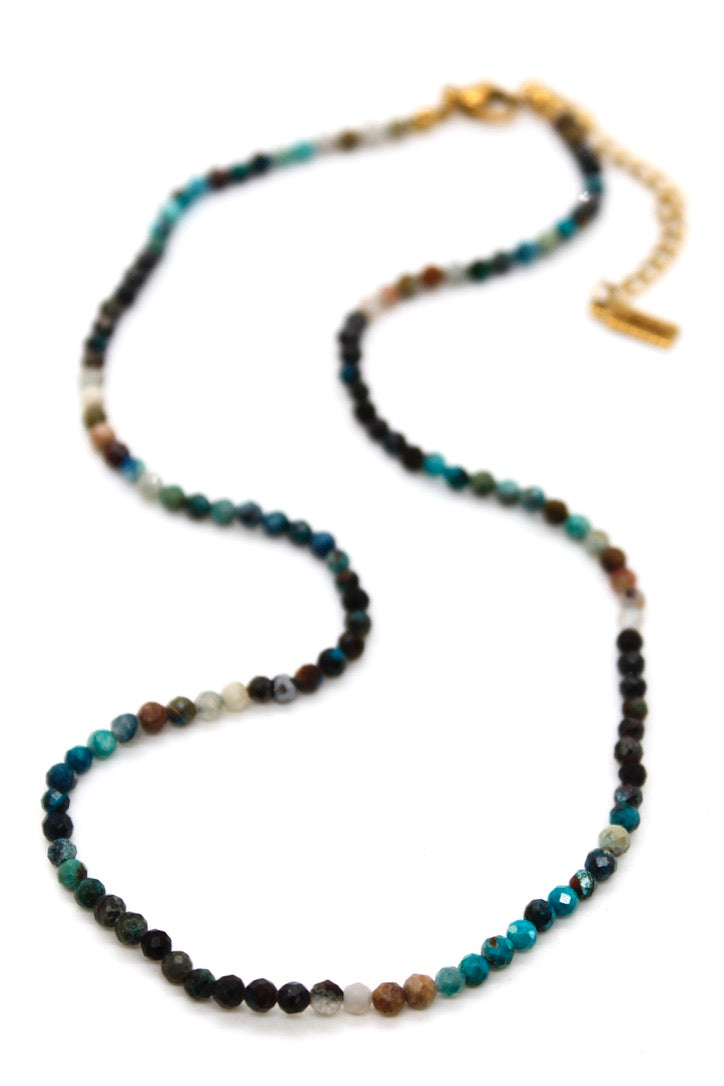 Short Azurite Simple Stone Necklace - N9-200ZR