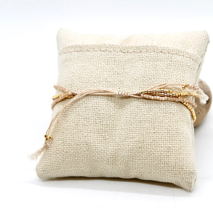 Gold and Cream Seed Bead Bracelets - B8-040