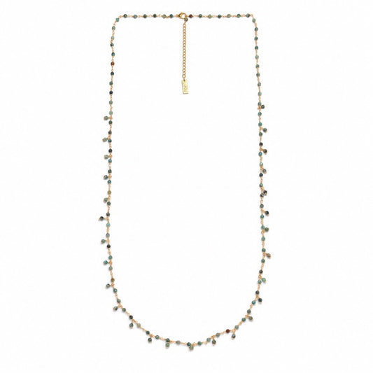 African Turquoise Beaded Chain Necklace - N2-2788