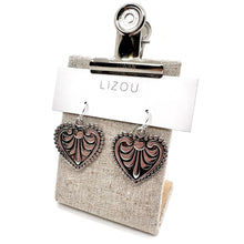 Load image into Gallery viewer, Fleur de Lys Heart Small Earrings - E9-056
