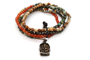 Semi Precious Stone Luxury Bracelet with Ganesh Charm -The Buddha Collection- BL-Mud-3G1