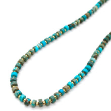 Load image into Gallery viewer, Turquoise and Gold Short Beaded Necklace
