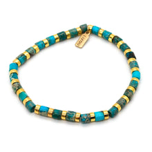 Load image into Gallery viewer, Turquoise and Gold Stretch Stone Bracelet -Stone Collection-
