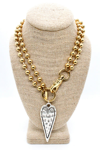 Elongated Heart Convertible Gold Chain Necklace