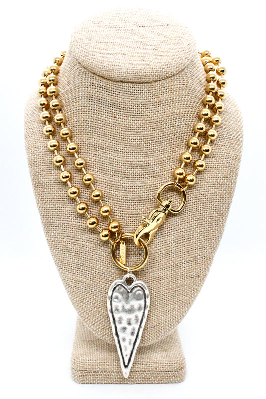 Elongated Heart Convertible Gold Chain Necklace