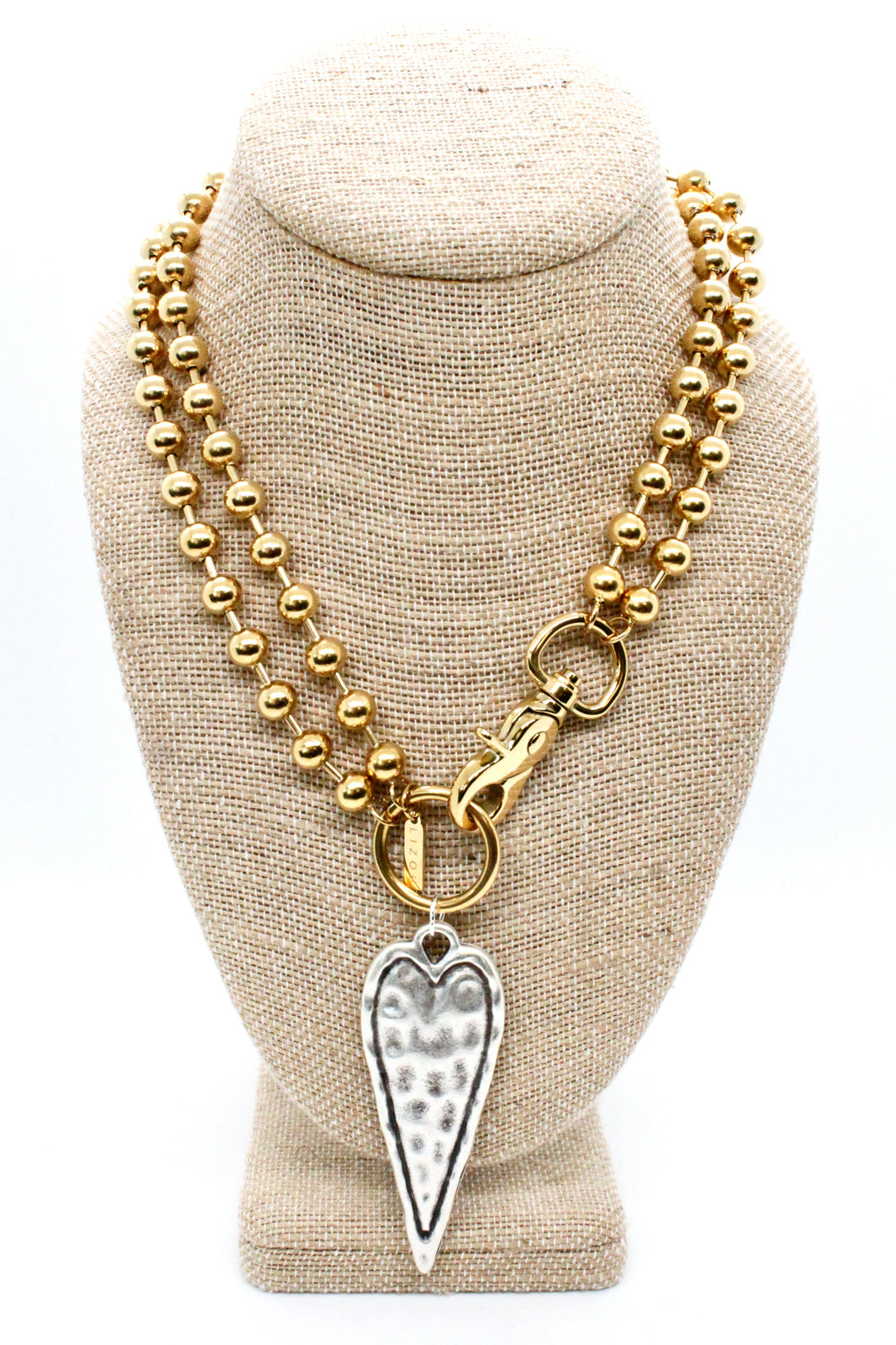 Elongated Heart Convertible Gold Chain Necklace