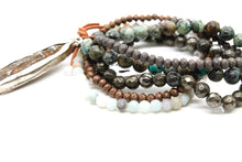 Load image into Gallery viewer, African Turquoise and Crystal Mix Bracelet with Buddha Charm-The Buddha Collection- BL-4019-LB
