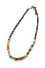 Load image into Gallery viewer, Bright Stone and Gold Beaded Short Necklace -French Flair Collection-
