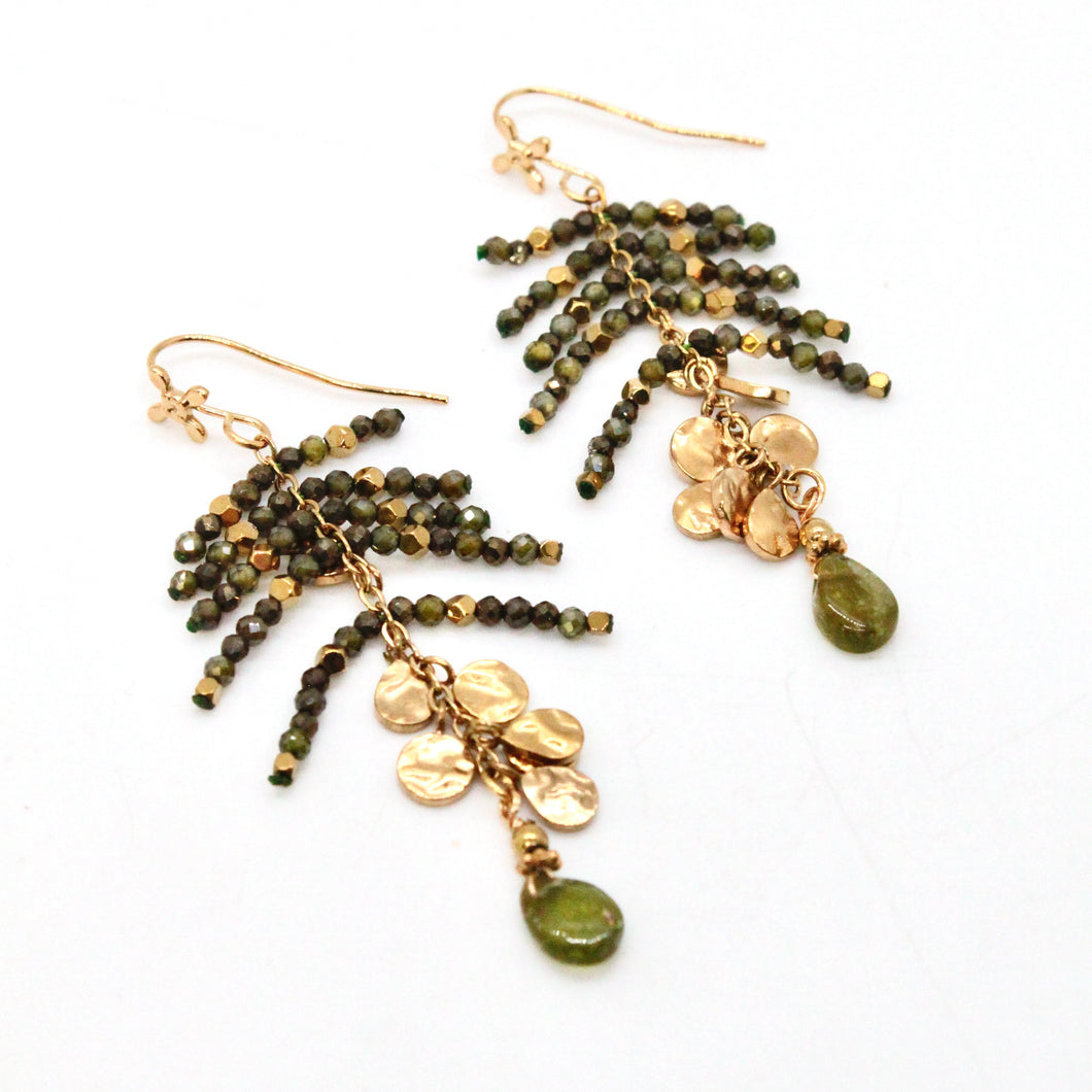 Pyrite Mini Stone and Gold Charm Dangle Earrings - E4-323