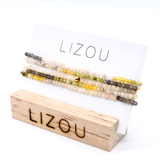 Delicate Faceted Mini Semi Precious Stone Mix Beaded Necklace - N9-007