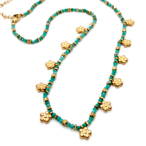 Mini Gold Daisy Amazonite Necklace