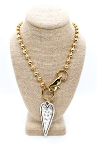 Elongated Heart Convertible Gold Chain Necklace