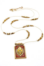 Load image into Gallery viewer, Rust Heart Fire Enamel Long Necklace N2-2448 -French Flair Collection-
