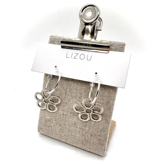 Medium Daisy on Hoop Small Earrings - E9-071