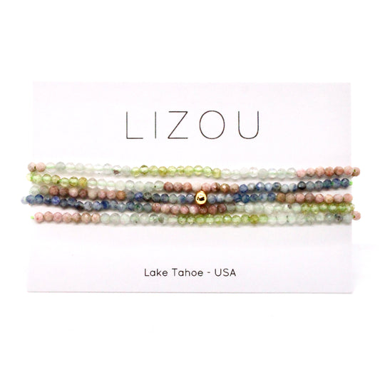 Delicate Faceted Mini Semi Precious Stone Mix Beaded Necklace - N9-006