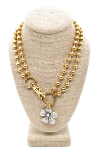 Dotted Flower Pendant Convertible Gold Chain Necklace