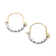 Load image into Gallery viewer, Two Tone Mini Style Hoop Earrings E4-224 -French Flair Collection-
