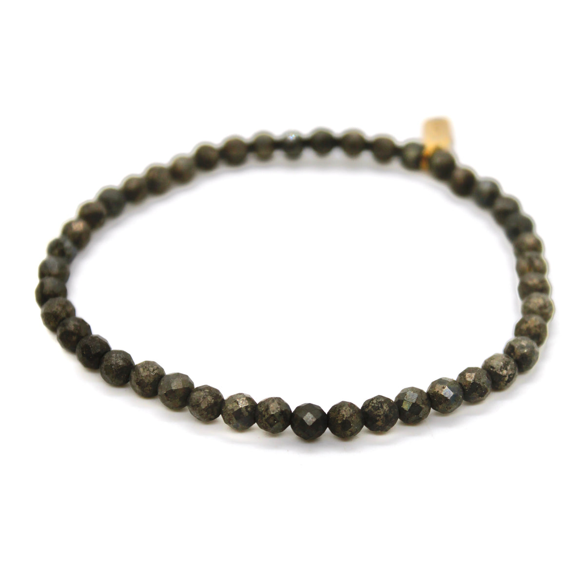 Faceted Pyrite 4mm Stretch Bracelet - B7-020