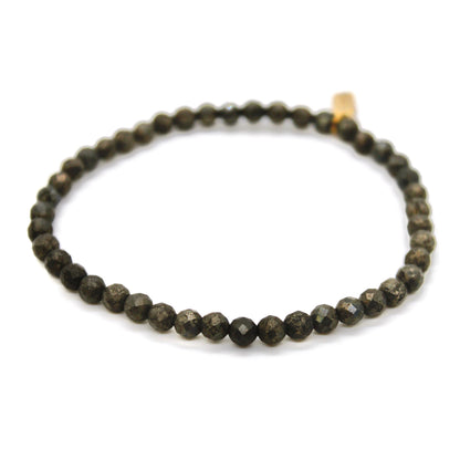 Faceted Pyrite 4mm Stretch Bracelet - B7-020