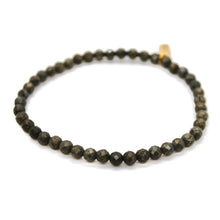 Load image into Gallery viewer, Faceted Pyrite 4mm Stretch Bracelet - B7-020
