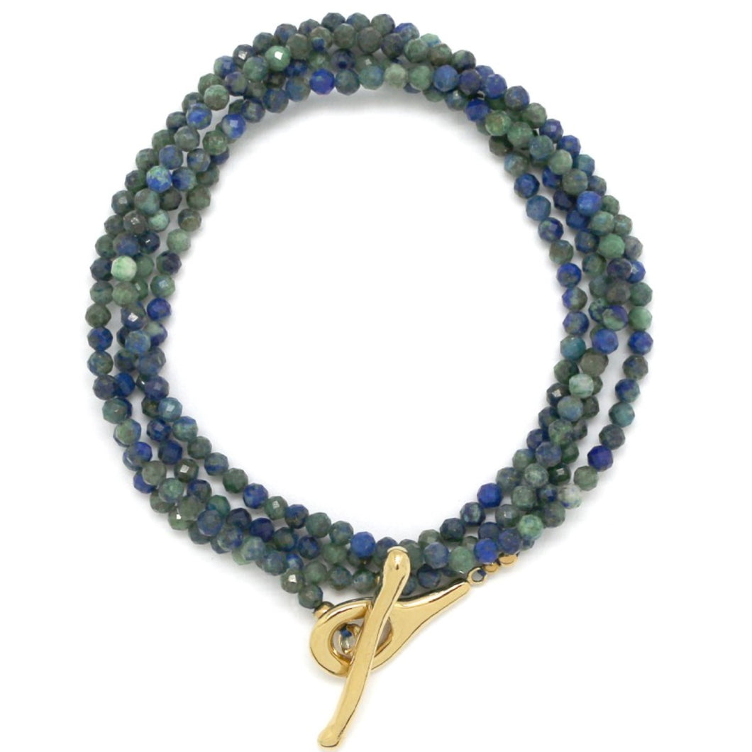 Luxury Faceted Azurite Stone Long Necklace - N2-2635