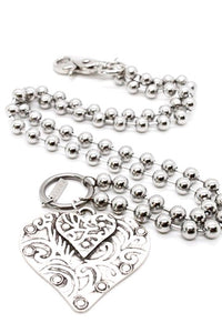 Double Heart Pendant Convertible Silver Chain Necklace
