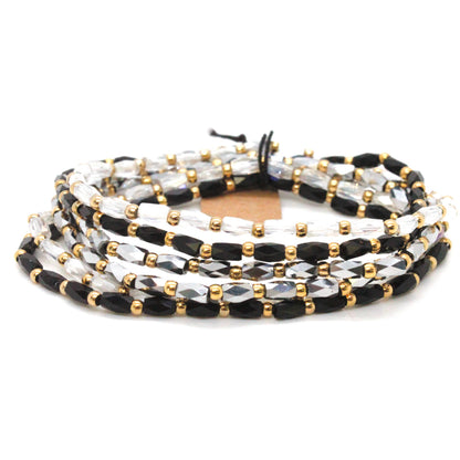 Glass and Gold Stackable Faceted Bracelet -French Flair Collection-