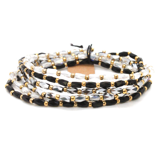 Glass and Gold Stackable Faceted Bracelet -French Flair Collection-