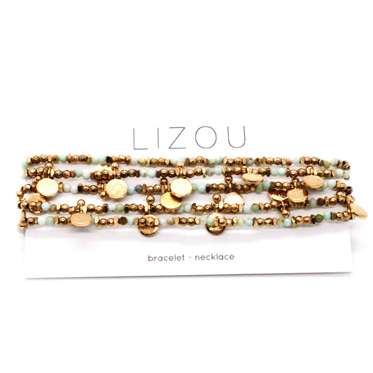 Museum Style 24K Gold Plate Necklace or Bracelet with Mini Stones