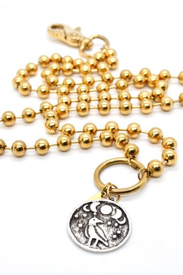 Bird and Moon Phases Pendant Convertible Gold Chain Necklace