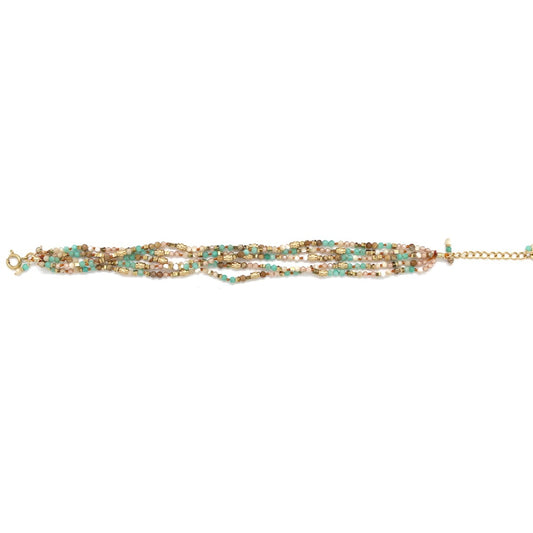 Mixed Semi Precious Stone 5 Strand Bracelet - B4-041C