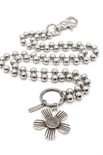 Antique Silver Flower Pendant Convertible Silver Chain Necklace