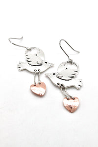 Bird Heart Dangle Earrings - E9-087