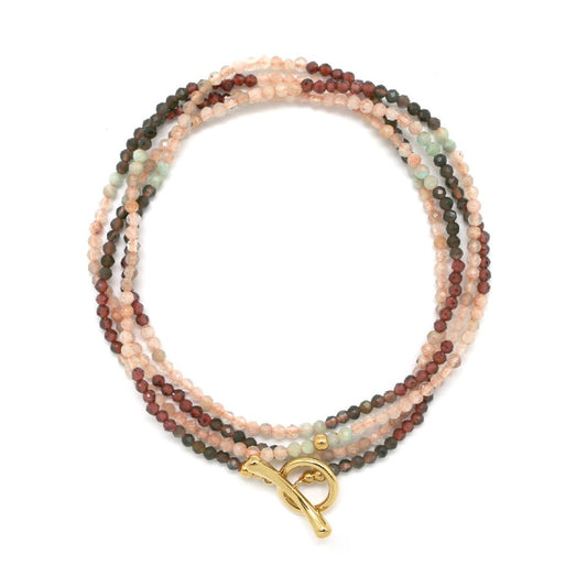 Long Semi Precious Stone Necklace or Wrap Bracelet