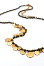 Load image into Gallery viewer, Short Mini Gold Disc Charm Pyrite Necklace - N2-2612P
