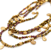 Load image into Gallery viewer, Multi Stone Mix and Mini Gold Coin Wrap Necklace - N2-2617E

