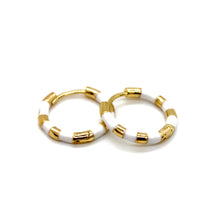 Load image into Gallery viewer, Enamel and Gold Huggie Earrings  - E4-459C
