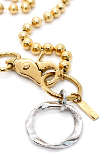 Silver Hoop Charm Necklace Gold Chain Claw Clasp