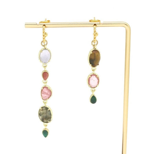 Asymmetrical Luxury Stone Dangle Earrings - E4-343
