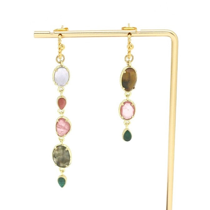 Asymmetrical Luxury Stone Dangle Earrings - E4-343