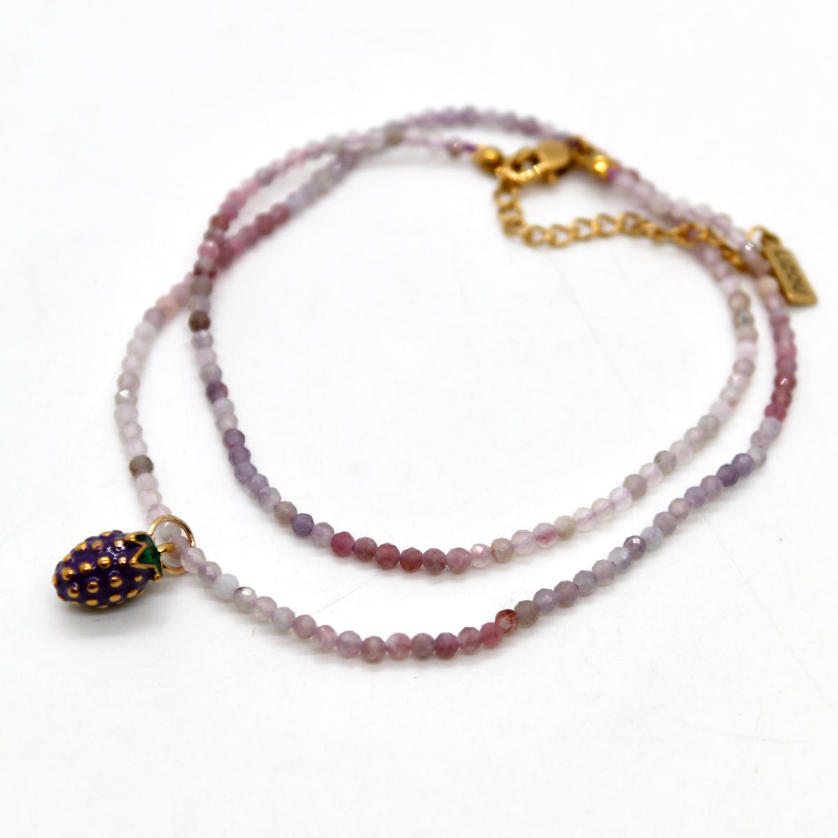 Wine Grapes Mini Stone Gold Charm Necklace