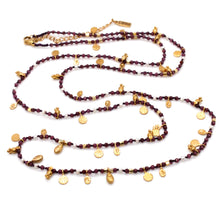 Load image into Gallery viewer, Purple Garnet Gold Mini Coin Wrap Necklace - N2-2616A

