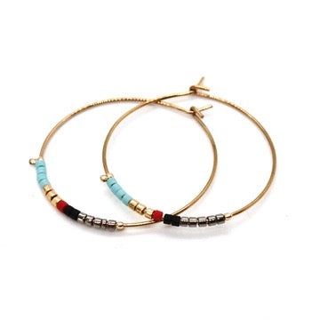 Miyuki Bead Mix Hoop Earrings - E8-038J