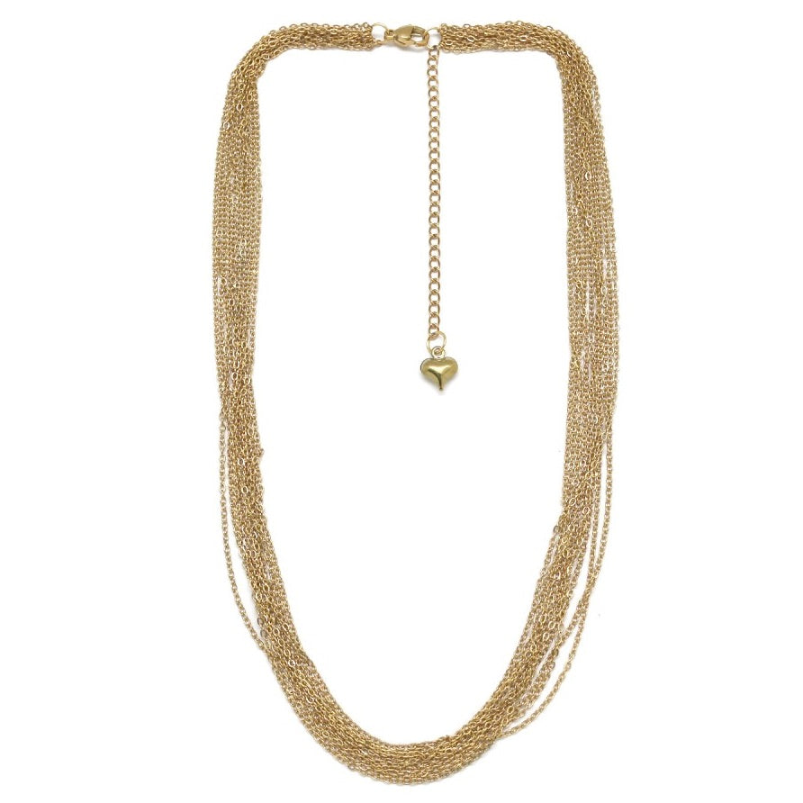 10 Layers of Love Gold Chain Necklace N2-2373 -French Flair