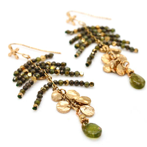 Pyrite Mini Stone and Gold Charm Dangle Earrings - E4-323