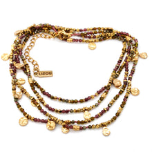 Load image into Gallery viewer, Multi Stone Mix and Mini Gold Coin Wrap Necklace - N2-2617E

