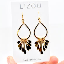 Load image into Gallery viewer, Gold Drop Fan Earrings - E1-001
