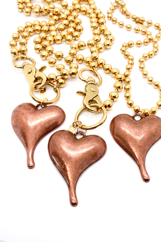 Simple Copper Pendant Convertible Gold Chain Necklace